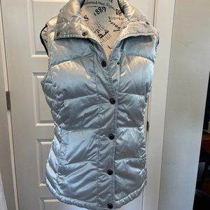 Lands End Puffy Snap Up Vest Titanium Silver XS